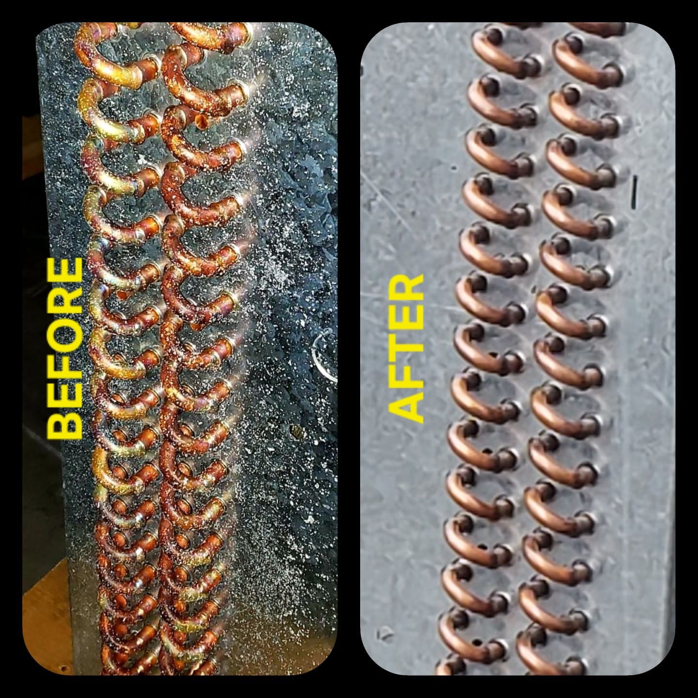 Recubrimiento Surfsil antes y después - detalle aletas